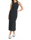 Mable Sleeveless Ribbed Racerback Midi Dress In Black In Black