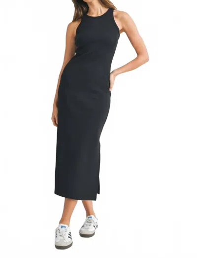 Mable Sleeveless Ribbed Racerback Midi Dress In Black