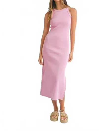 Mable Sleeveless Ribbed Racerback Midi Dress In Pink