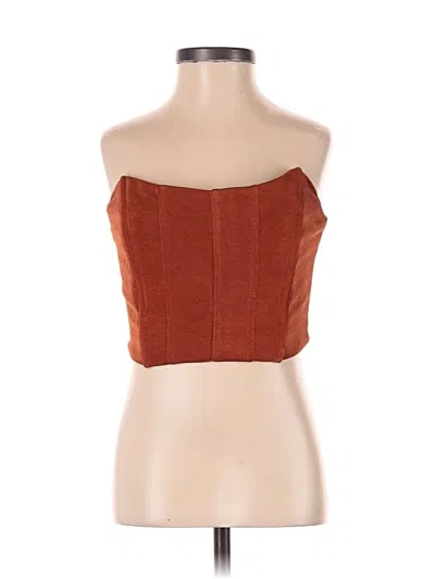Pre-owned Mable Sleeveless Top Brown Strapless Neckline Tops