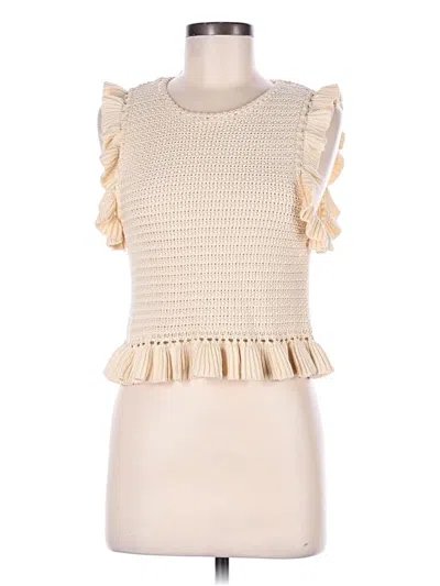 Pre-owned Mable Sleeveless Top Ivory Ruffles Neckline Tops