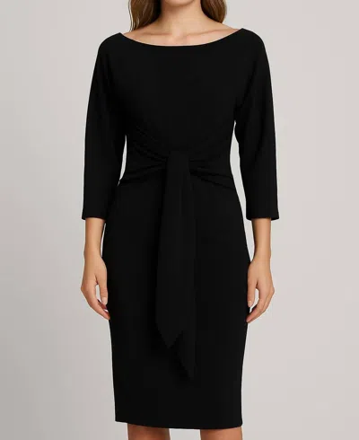 Mable Slimming Waist Tie Sweater Dress In Black