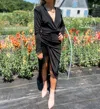 Mable Slinky Slink Asymmetrical Dress In Black In Black