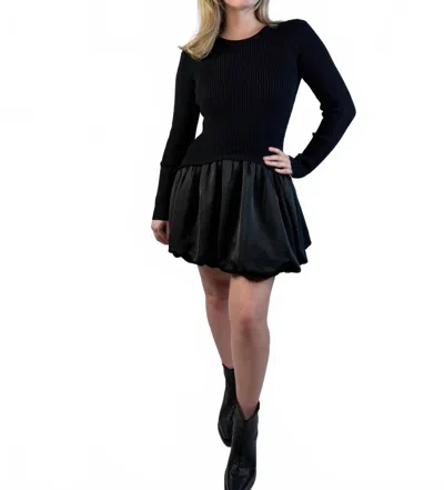 Mable Sloane Sweater Bubble Hem Dress In Black