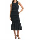 Mable Smocked Verity Mermaid Line Midi Dress In Black In Black