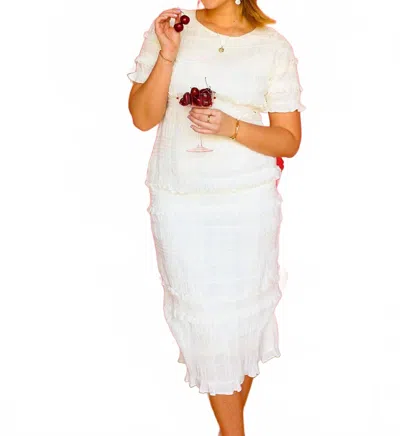 Mable So Sophisticated Cream Ruffle Dress In White