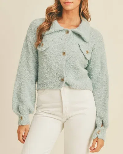 Mable Soft Fuzzy Jacket In Dusty Blue In Multi