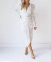 Mable Sophia Midi Dress In Off White In White