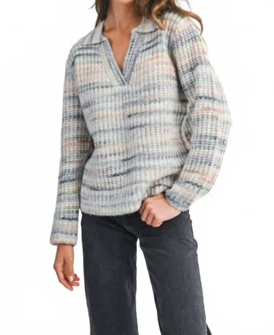 Mable Space Dye Polo Sweater In Multi In Gray