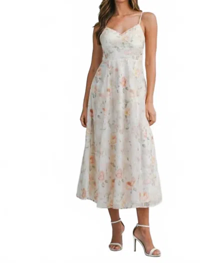 Mable Spaghetti Adjustable Strap Midi Dress In Floral Print In Multi