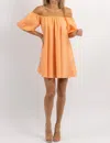 MABLE SPICY PALOMA OFF-SHOULDER MINI DRESS IN ORANGE