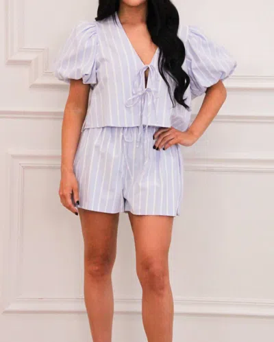 Mable Spring Essential Striped Bow Two Piece Set In Blue In White