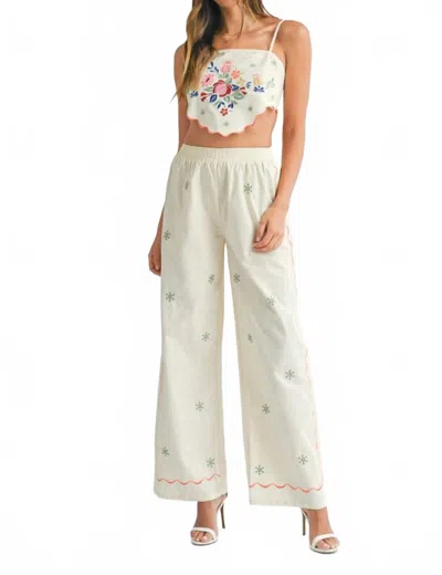 Mable Stella Embo Scarf Top And Pants Sets In Light Taupe In White