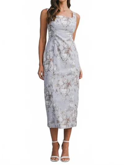 Mable Steph Floral Printed Sleeveless Midi Dress In Lavender In Multi