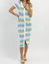 Mable Stripe Crochet Midi Dress In Siesta Blue In Multi