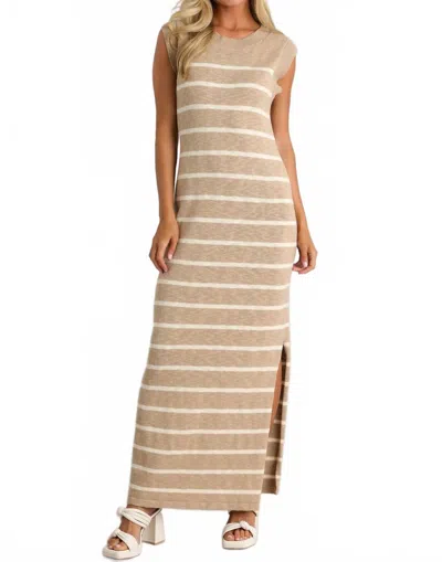 Mable Stripe Knit Maxi Dress In Neutral