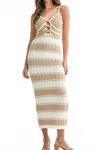 Mable Striped Midi Dress In Mocha In Multi