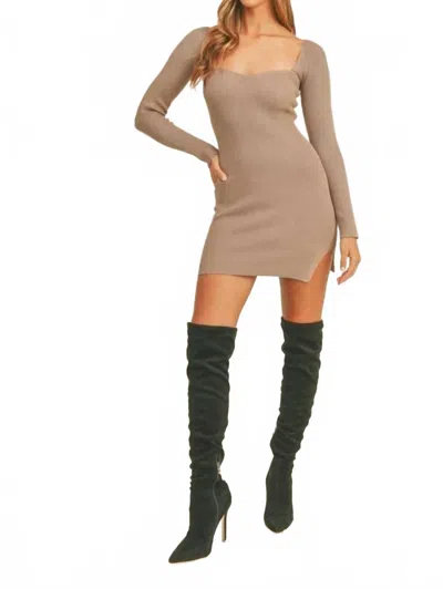 Mable Sweater Ribbed Mini Dress In Mocha In Animal Print