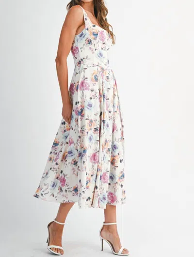 Mable Sweet Dreams Floral Midi Dress In Multi In White