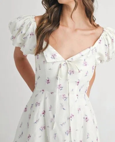 Mable Sweet Lavender Floral Dress In White