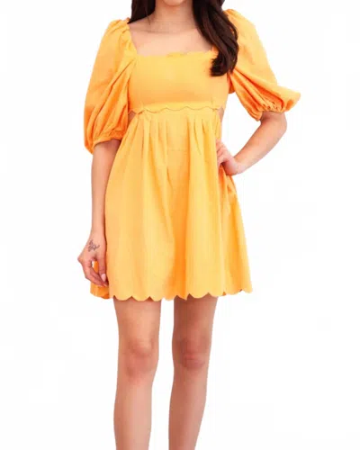 Mable Sweet Scallops Cutout Babydoll Dress In Orange