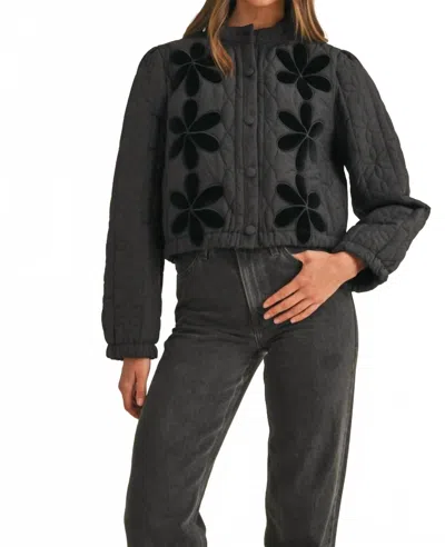 Mable Temaris Quilted Velvet Embroidery Jacket In Black