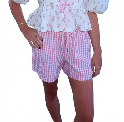 Mable The Rosette Ribbon Blouse In White In Pink