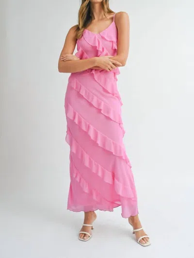 Mable Tiered Ruffle Maxi Dress In Pink