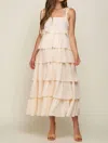 Mable Timeless Romance Ruffled Maxi Dress With Tie Straps In Cream In White