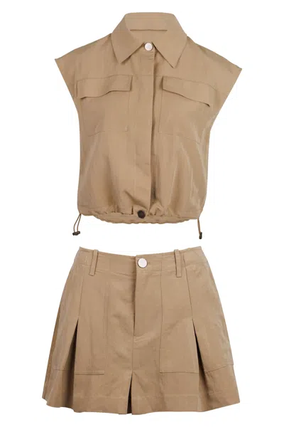 Mable Top And Cargo Skirt Set Taupe In Brown