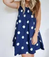 Mable Viv Polka Dot Mini Dress With Ruffle Strap In Navy In Blue