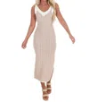 Mable Wave Runner Chevron Bodycon Midi Dress In Taupe In Neutral