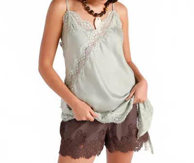 Mable Women's Dreamy Drape Lace Top In Olive In Green
