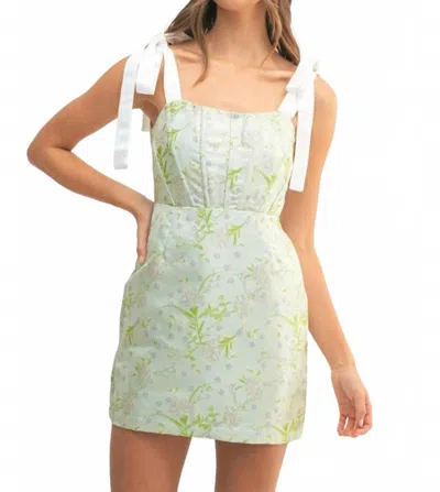 Mable Women's Floral Jacquard Dress In Sage In Green