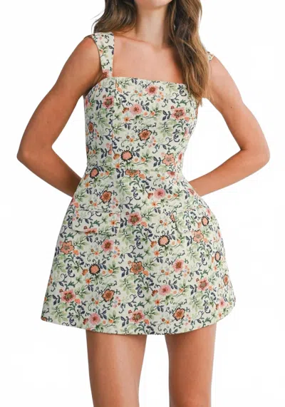 Mable Women's Floral Jacquard Mini Dress In Light Taupe In Multi