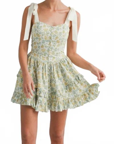 Mable Women's Into Summer Tiered Mini Dress In Lime