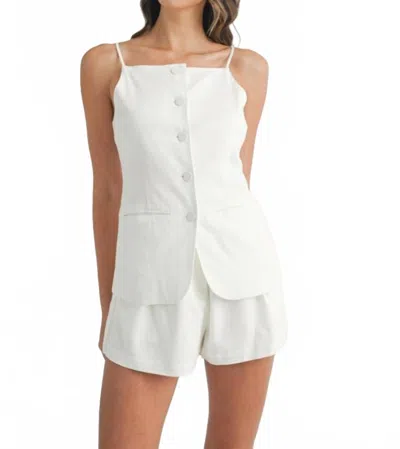 Mable Women's Linen Top And Shorts Set In Cream In White