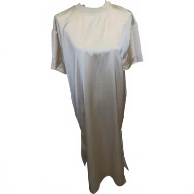 Mable Women's Long Satin Comfort Maxi Dress In Cream In Gray