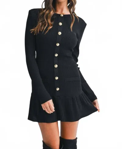 Mable Women's Lurex Ribbed Knit Mini Dress In Black