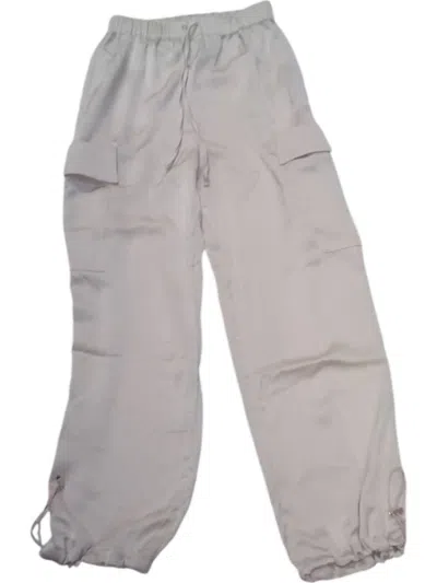 Mable Women's Satin Cargo Pants In Champagne Gold In Gray