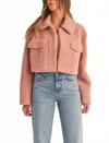 Mable Women's Sheared Crop Jacket In Dusty Rose In Pink