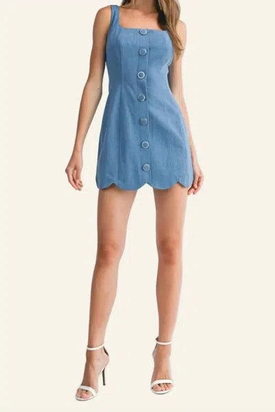 Mable Women's Square Neck Denim Mini Dress In Blue