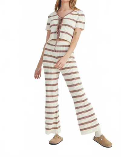Mable Women's Striped Set In Mocha In Brown