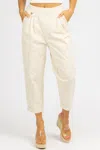 Mable Woven Asymmetrical Button Pants In Cream