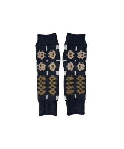 Mabli Women's Black / Brown Carthen Merino Fingerless Mittens - Soot Fields In Multi