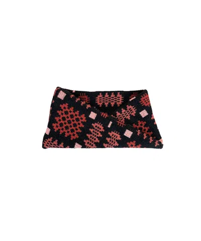 Mabli Women's Black / Pink / Red Carthen Merino Head Wrap - Soot / Petals In Multi