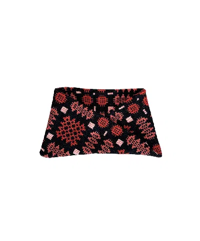 Mabli Women's Black / Pink / Red Carthen Merino Neck Wrap - Soot / Petals In Brown
