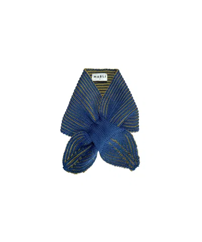 Mabli Women's Blue Ffyn Skater Scarf - Deep Sea/golden Olive