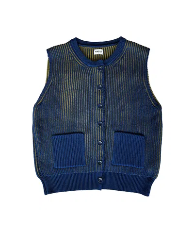 Mabli Women's Blue Ffyn Vest - Deep Sea/golden Olive
