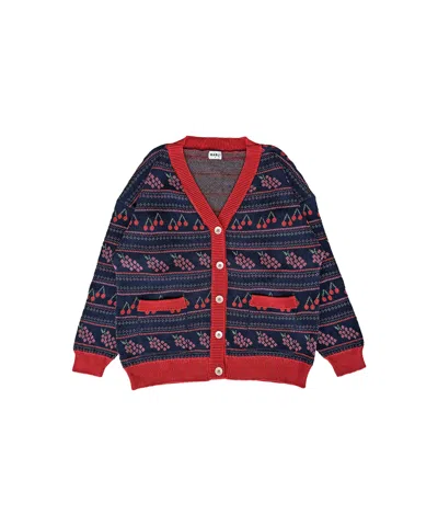 Mabli Women's Blue / Purple / Red Mio Cardigan: Navy In Blue/purple/red